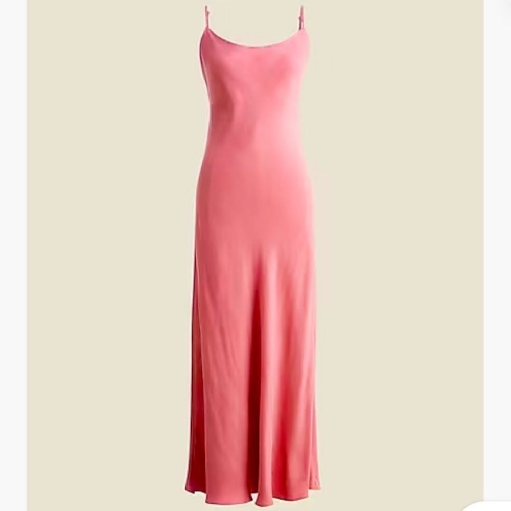 J. Crew Rose Pink Satin Cupro Silky Slip Dress Midi Length